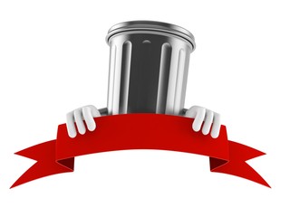 Poster - Trash can character with blank banner