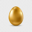 Vector golden realistic Easter egg isolated on transparent background.