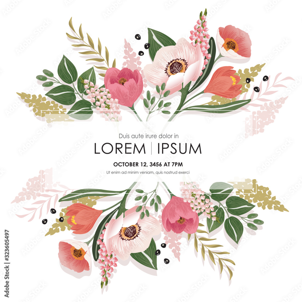 Vector illustration of a beatiful floral frame in spring for Wedding ...