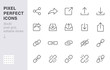 © nadiinko - Share button line icon set. Link, broken hyperlink, download, publish, attach chain minimal vector illustrations. Simple outline signs for web application url. 30x30 Pixel Perfect. Editable Strokes