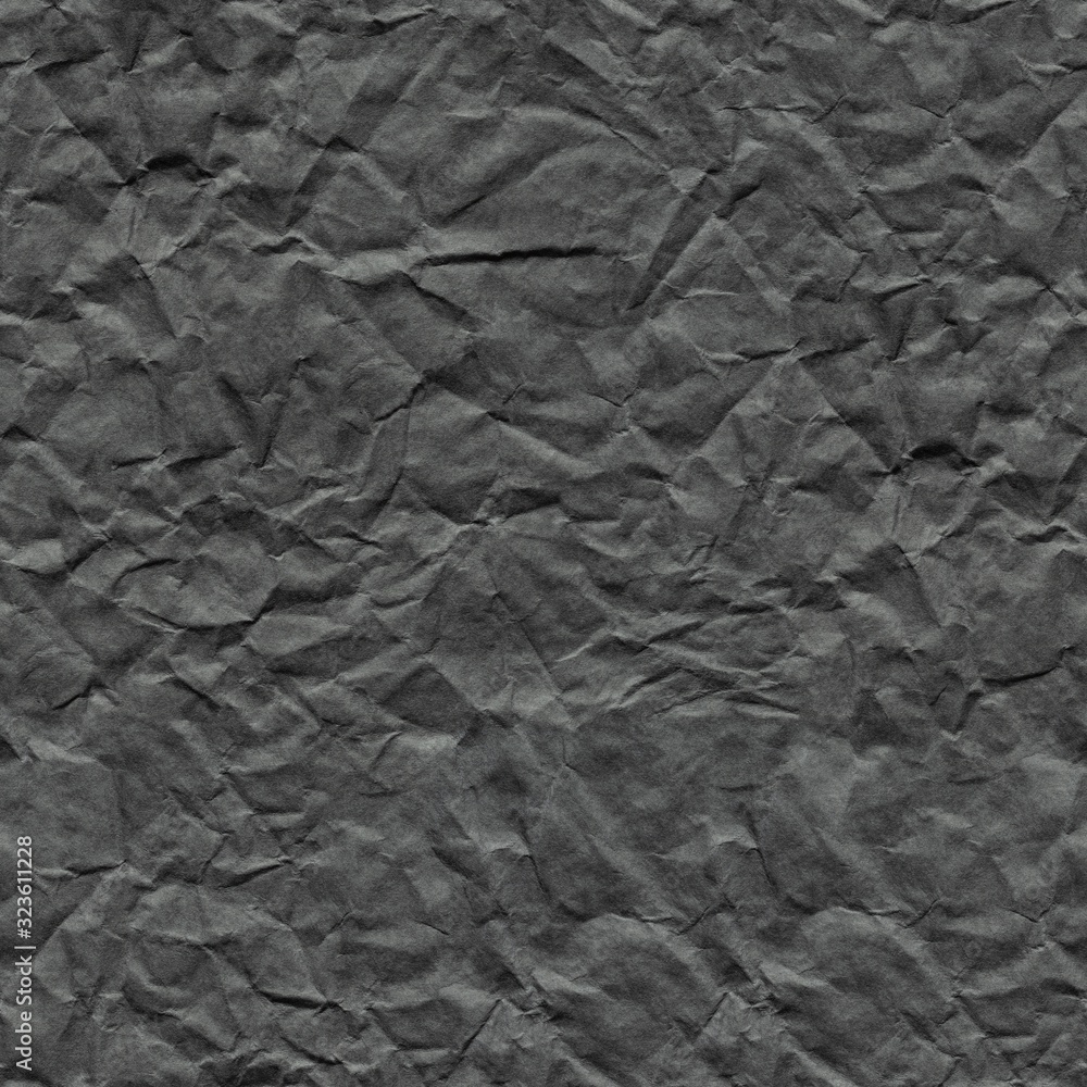 Crumpled paper background in stylish metalic grey color for unique holiday gift. Seamless texture. - obrazy, fototapety, plakaty 