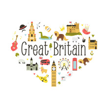 Design With Famous Symbols Of Great Britain