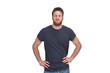 © Curto - portrait of a man hands on waist and smiling on white
