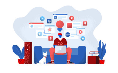 Wall Mural - flat modern design illustration of online education