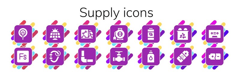 Canvas Print - Modern Simple Set of supply Vector filled Icons