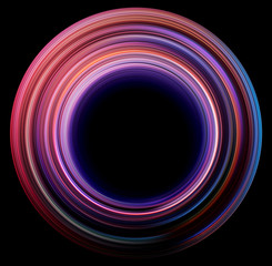 Poster - abstract blured neon colorful circle on black background