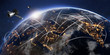 © karelnoppe - 3D render of conceptual global communication network.