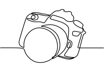 Wall Mural - DSLR camera digital vector, one continuous single line drawing. Minimalism hand drawn art style.