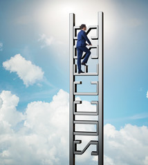 Wall Mural - Businessman climbing the career ladder of success