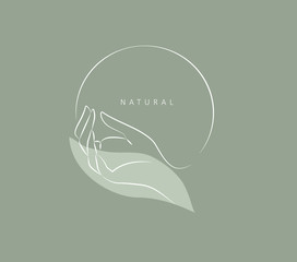 Wall Mural - logo design template in trendy linear minimal style. vector abstract hands. abstract symbol for orga