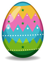 Easter Theme With Decorated Egg In Colorful Patterns