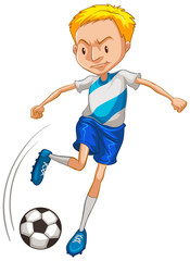 Sticker - Athlete playing soccer on white background