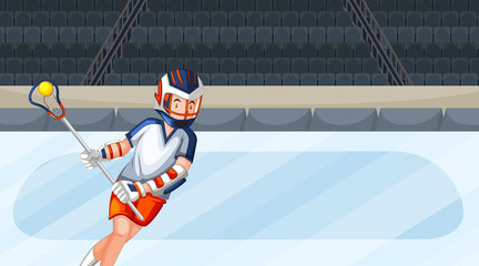 Poster - Scene with athlete playing hockey in the ice ring