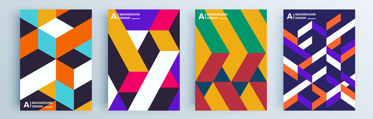 Modern abstract covers set, minimal covers design. Colorful geometric background, vector illustration.