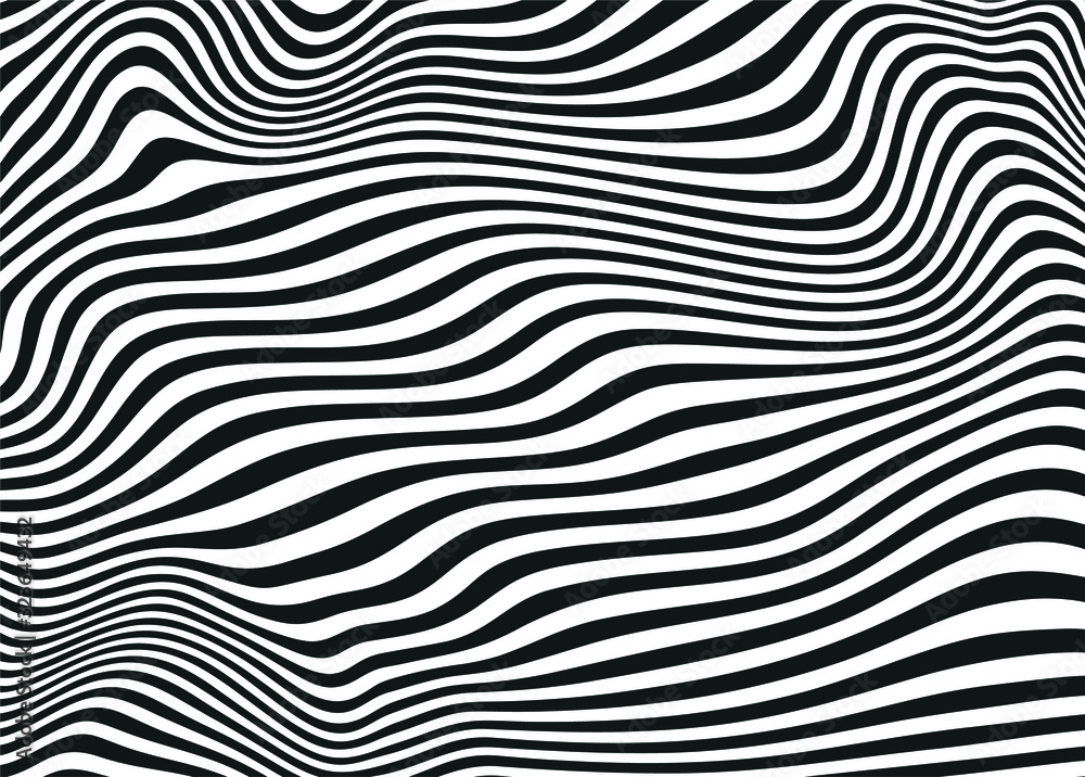 Black and white abstract wavy lines in modern style. For covers ...