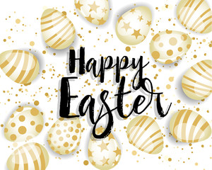 Wall Mural - Vector illustration Happy Easter background. Top view of easter eggs. Greeting cards and decoration for Easter