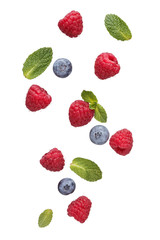 Canvas Print - Fresh berries levitation.