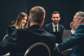 Wall Mural - The people communicate on business meeting