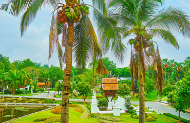 Canvas Print - The shrine amid the flowers, Rajapruek park, Chiang Mai, Thailand