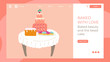 © Seahorsevector - Bakery website design, homemade cakes and sweets, vector illustration. Pastry shop landing page template, freshly baked cake for birthday or wedding. Bakery products in simple flat cartoon style