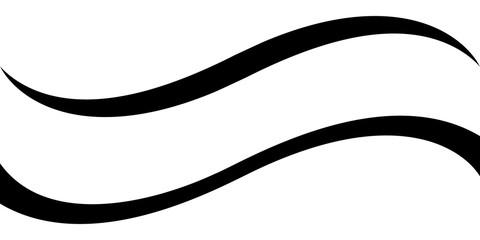 curved calligraphic line strip, vector, ribbon like road element of calligraphy gracefully curved li