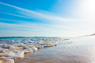 Poster - Bursts of sea waves on a tropical sea beach,