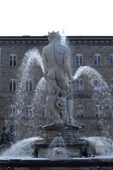 Wall Mural - Beautiful historic Neptune fountain in Florence Italy 