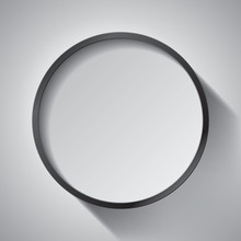 Realistic Empty Round Black Frame On Gray Background, Border For Your Creative Project, Mock-up Sample, Vector Design Object