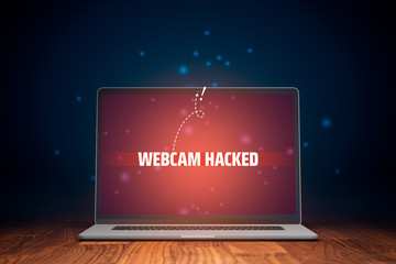 Webcam hacked cyber security threat concept