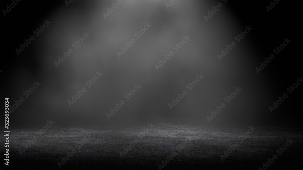 3D Rendering of asphalt road surface with foggy background. For product display, interior decoration, studio backdrop, buildings or websites and loft office style - obrazy, fototapety, plakaty 