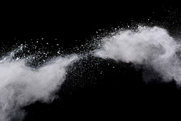 Wall Mural - White powder explosion on black background. 