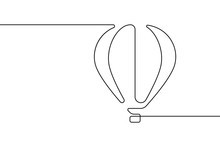 Hot Air Balloon In Continuous Line Art Drawing Style. Minimalist Black Linear Design Isolated On White Background. Vector Illustration