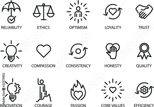 Cuadros en Lienzo Core values set icon, vector illustration