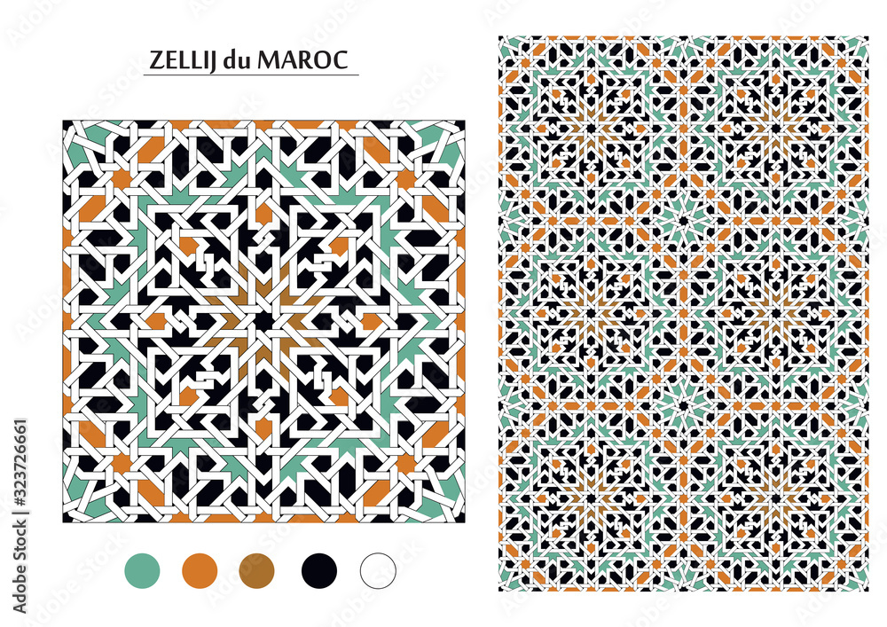 Zellige Marocain Original Stock Vector | Adobe Stock