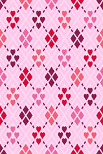 Pink Hearts Argyle Check Pattern