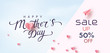 Sale vector banner with pink paper hearts. Special offer poster background. Vector Mother's Day discount promotion..
