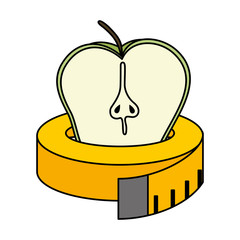 Poster - apple fresh fruit with tape measure