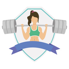 Sticker - young woman athlete weight lifting character