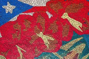 Wall Mural - colorful mosaic design representing the flag of cuba in wynwood, miami, usa