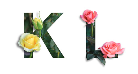 Font with flower K-L made form flower for desing decoration