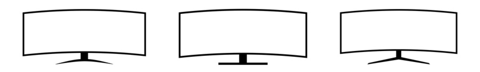 Wall Mural - screen curved icon black | monitor illustration | computer display symbol | device logo | tv televis