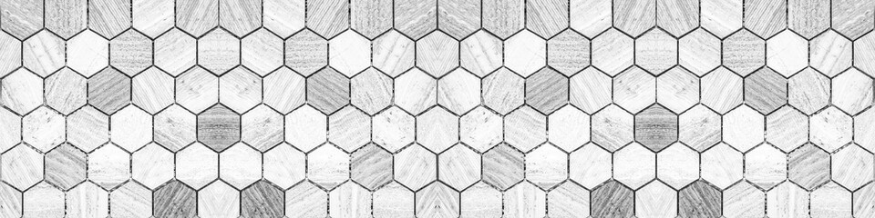 Naklejka na meble White gray modern tile mirror made of hexagonal tiles texture background banner panorama