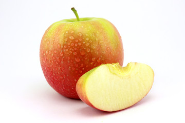 Wall Mural - Apple fruit with slices isolated on white background.