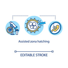 Assisted Zona Hatching Concept Icon. Fetus Development. In Vitro Reproduction. Alternative Pregnancy Idea Thin Line Illustration. Vector Isolated Outline RGB Color Drawing. Editable Stroke