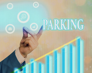 Wall Mural - Writing note showing Parking. Business concept for leaving a vehicle in a particular place for a period of time