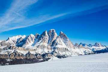 Dolomities winter mountains ski resort