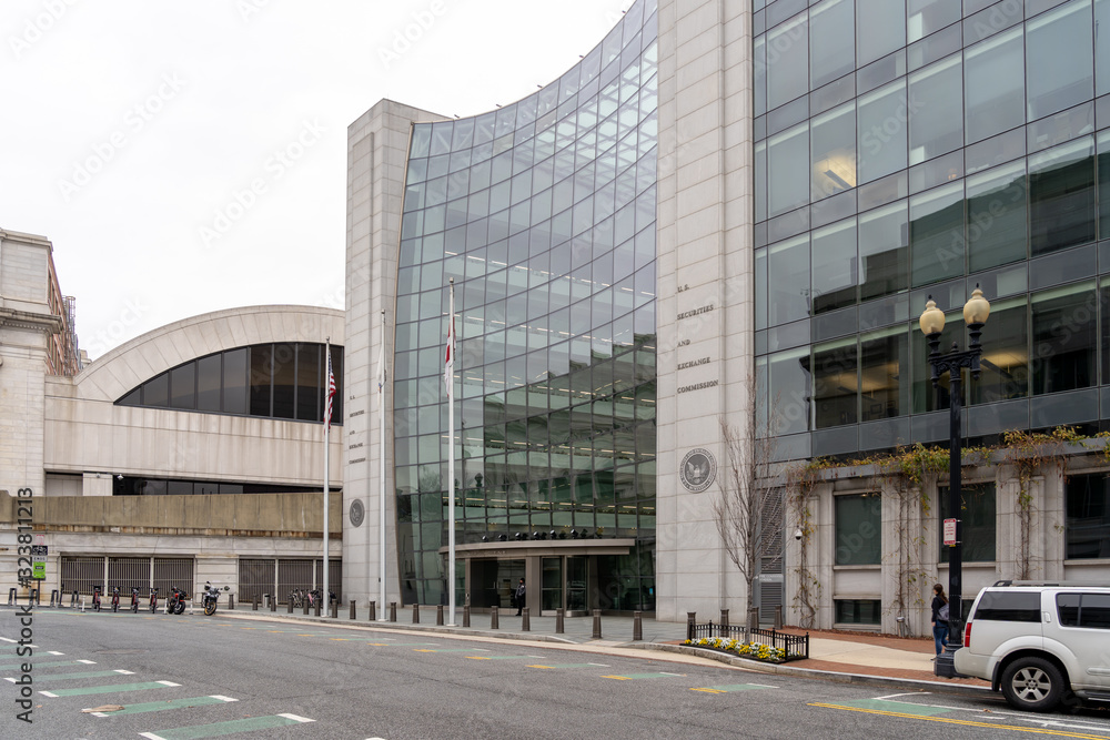 Washington, DC, USA- January 13, 2020: SEC Headquarters building in Washington DC. The U.S. Securities and Exchange Commission is an agency of the us federal government.