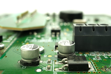 Wall Mural - Electronic board can be used as background . Close up of a printed green computer circuit board