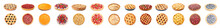 Different Tasty Pies On White Background