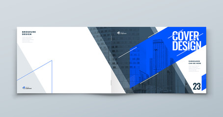 Horizontal Brochure Template Layout Design. Landscape Corporate Business Annual Report, Catalog, Magazine, Flyer Mockup. Creative Modern Bright Concept with Linw Shapes. Vector
